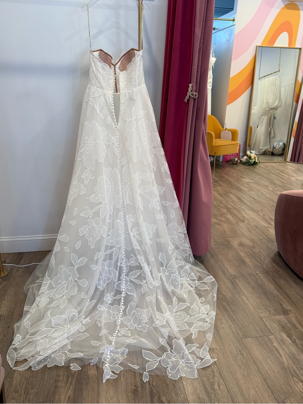 Jenny Yoo Lorelai Strapless White Floral Embroidered Gown - Picture 6 of 12